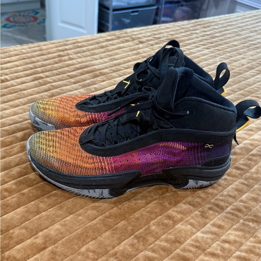 Men Nike Jordan Black and Neon shoe